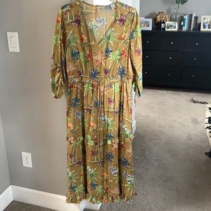 COPY - Scotch & Soda Ruffle Palm MIDI Dress. Like new, size L